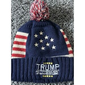 One Size Beanie TRUMP 45th President USA Hat Red White Blue Flag Pride